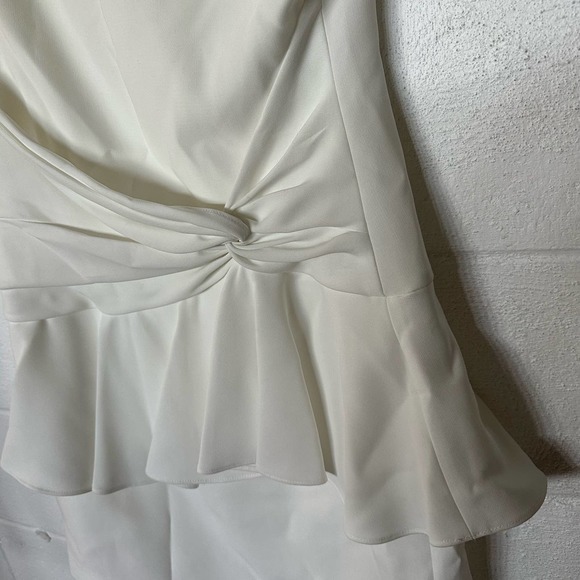 Cinq a Sept NWT Ivory Fontaine Twist Front Overlay Crepe Mini Dress Size 8 - Picture 5 of 11